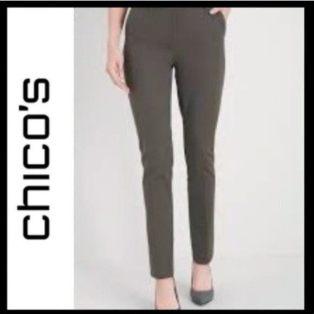 NWT Chico's Bi-Stretch Straight-Leg Slim Pants - Green